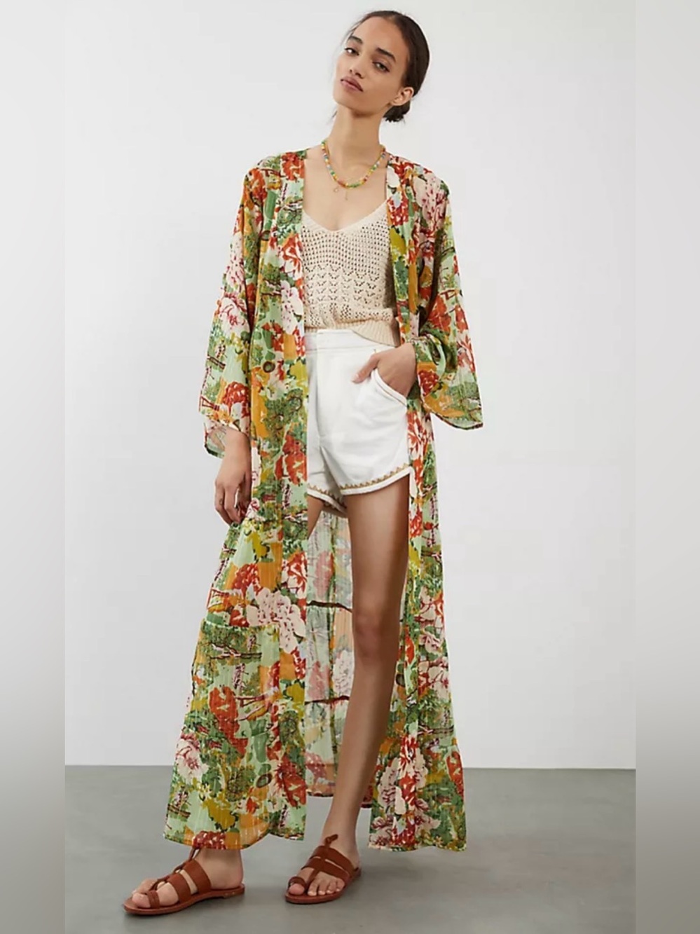 Anthropologie Floral Duster Kimono One Size - Picture 1 of 7